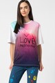 Love Moschino Tricou lejer cu model logo si grafic Femei