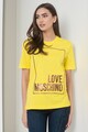 Love Moschino Tricou cu decolteu la baza gatului si imprimeu stralucitor Femei