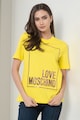 Love Moschino Tricou cu decolteu la baza gatului si imprimeu stralucitor Femei