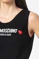 Love Moschino Rochie midi din amestec de bumbac si matase cu logo Femei