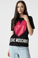 Love Moschino Kerek nyakú logómintás dzsörzépóló női