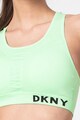 DKNY Bustiera cu logo si spate decupat, pentru fitness Femei