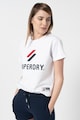 SUPERDRY Tricou cu decolteu la baza gatului si broderie logo Classic Femei