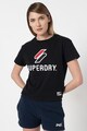 SUPERDRY Tricou cu decolteu la baza gatului si broderie logo Classic Femei