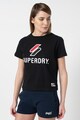 SUPERDRY Tricou cu decolteu la baza gatului si broderie logo Classic Femei