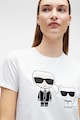 Karl Lagerfeld Tricou din bumbac organic cu decolteu la baza gatului Ikonik Femei