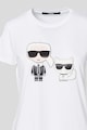 Karl Lagerfeld Tricou din bumbac organic cu decolteu la baza gatului Ikonik Femei