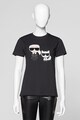 Karl Lagerfeld Tricou din bumbac organic cu decolteu la baza gatului Ikonik Femei