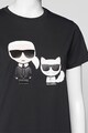 Karl Lagerfeld Tricou din bumbac organic cu decolteu la baza gatului Ikonik Femei