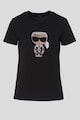 Karl Lagerfeld Tricou din bumbac organic cu aplicatie logo Ikonic Karl Femei