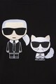 Karl Lagerfeld Bluza sport din bumbac organic cu aplicatii Karl si Choupette Ikonic Femei