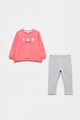 OVS Set de pantaloni si bluza sport - 2 piese, fete, imprimeu pisicute, Roz/Gri melange Fete