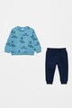 OVS Set de bluza si pantaloni sport, 2 piese, baieti, cu imprimeu text, Bleumarin/Albastru Baieti