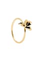 PDPAOLA Inel placat cu aur de 18K, cu detaliu floral Femei