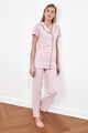 Trendyol Pijama de bumbac cu detalii contrastante Femei