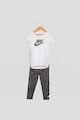 Nike Set de colanti cu imprimeu si tricou logo - 2 piese, fete, Alb/Negru/Gri antracit Fete