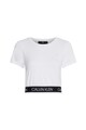 CALVIN KLEIN Tricou crop cu banda cu imprimeu logo in talie pentru fitness Femei