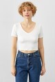 KOTON Tricou crop cu decolteu in V Femei