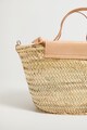 Mango Сламена чанта Ibiza с плетен дизайн и кожа Жени