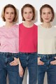 Trendyol Set de tricouri de bumbac cu decolteu la baza gatului -3 piese Femei