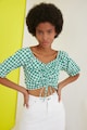 Trendyol Bluza crop cu drapaj si model gingham Femei