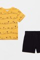 OVS Set de tricou si pantaloni scurti cu imprimeu dinozauri, 2 piese, baieti, Galben/Negru Baieti