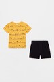 OVS Set de tricou si pantaloni scurti cu imprimeu dinozauri, 2 piese, baieti, Galben/Negru Baieti