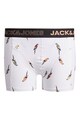 Jack & Jones Set 3 perechi de boxeri, baieti, cu imprimeuri diverse si banda logo, Negru/Alb/Albastru Baieti