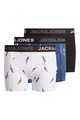 Jack & Jones Set 3 perechi de boxeri, baieti, cu imprimeuri diverse si banda logo, Negru/Alb/Albastru Baieti