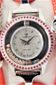 Christina Jewelry&Watches Ceas cu o curea de piele decorat cu un diamant, rubine, safire si topaze Femei