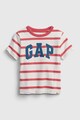 GAP Tricou de bumbac organic in dungi cu imprimeu logo Fete