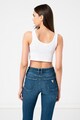 GUESS JEANS Top crop slim fit cu imprimeu logo Femei