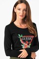 GUESS JEANS Bluza de bumbac cu maneci lungi si imprimeu logo Femei