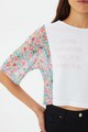 Trendyol Tricou crop cu imprimeu si maneci cazute Femei