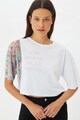 Trendyol Tricou crop cu imprimeu si maneci cazute Femei