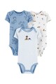 Carter's Set de body-uri de bumbac, baieti, 3 piese, Albastru lavanda/Alb/Maro Baieti