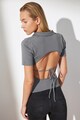 Trendyol Rövid ujjú galléros póló kivágással a hátoldalán női