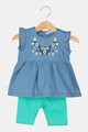 Pierre Cardin Baby Set de colanti scurti si bluza din material chambray Fete