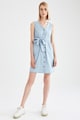 DeFacto Rochie din material chambray cu decolteu in V Femei