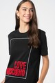 Love Moschino Tricou cu decolteu la baza gatului si aplicatie logo Femei