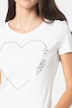 Love Moschino Tricou cu decolteu la baza gatului si aplicatie cu strasuri Femei