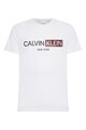 CALVIN KLEIN Tricou din bumbac organic cu decolteu la baza gatului si imprimeu logo contrastant Barbati