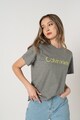 CALVIN KLEIN Tricou cu decolteu la baza gatului cu imprimeu logo, de bumbac organic Femei