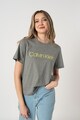 CALVIN KLEIN Tricou cu decolteu la baza gatului cu imprimeu logo, de bumbac organic Femei