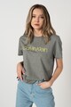 CALVIN KLEIN Tricou cu decolteu la baza gatului cu imprimeu logo, de bumbac organic Femei