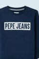 Pepe Jeans London Bluza sport cu decolteu la baza gatului si imprimeu logo contrastant Jamie Baieti