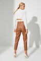 Trendyol Pantaloni crop din piele ecologica cu talie inalta Femei