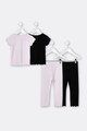 RIVER ISLAND Set de tricouri cu decolteu la baza gatului si pantaloni sport cu margini valurite - 4 piese Fete