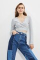 Trendyol Bluza crop de jerseu cu model petrecut Femei