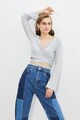 Trendyol Bluza crop de jerseu cu model petrecut Femei